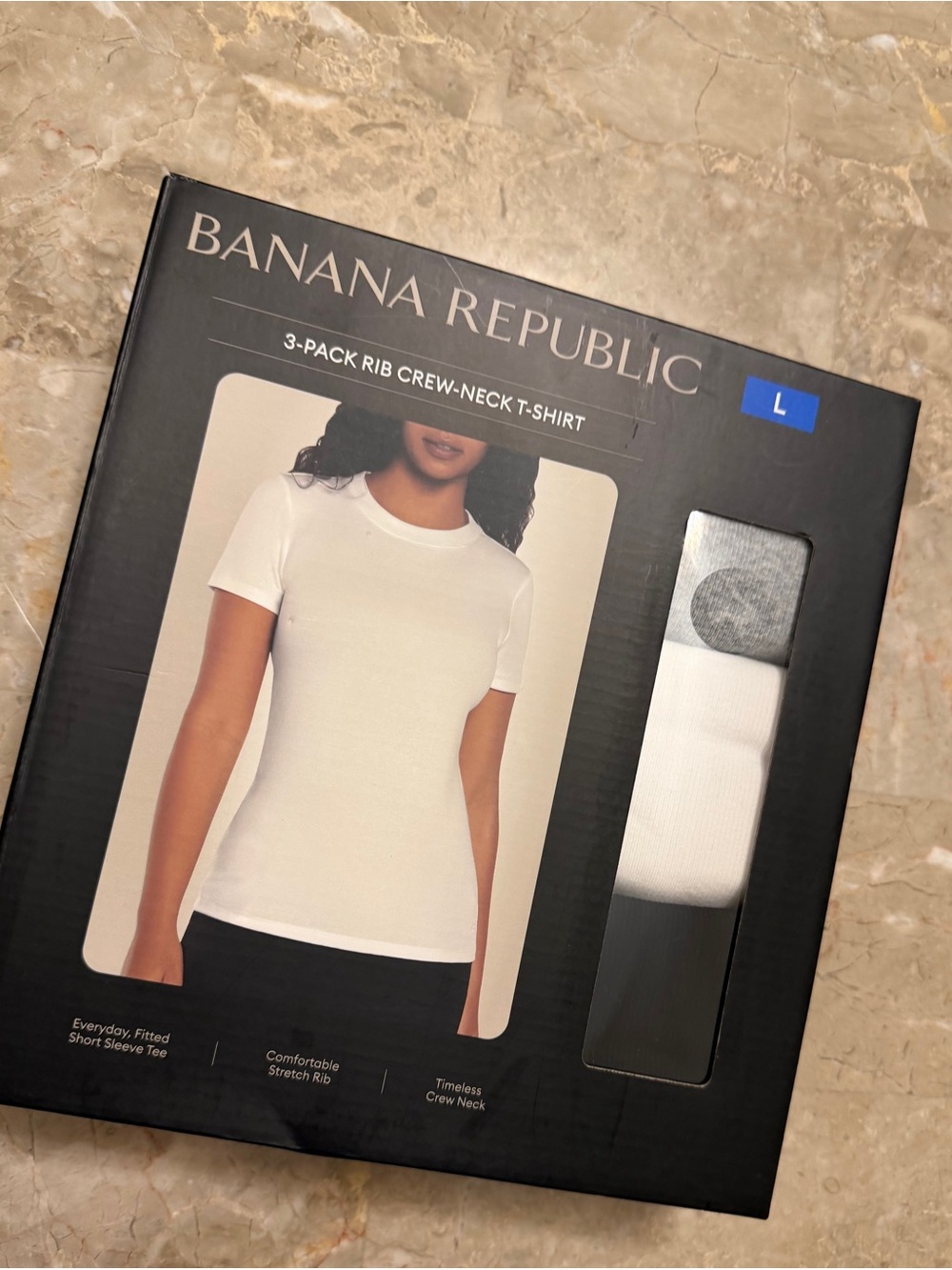 Banana Republic women’s Crew-Neck T-Shirt 3-Pack - White, Gray, Black